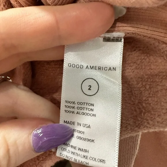 Good American Pink Cropped Sweatshirt Size 2 - Picture 3 of 3